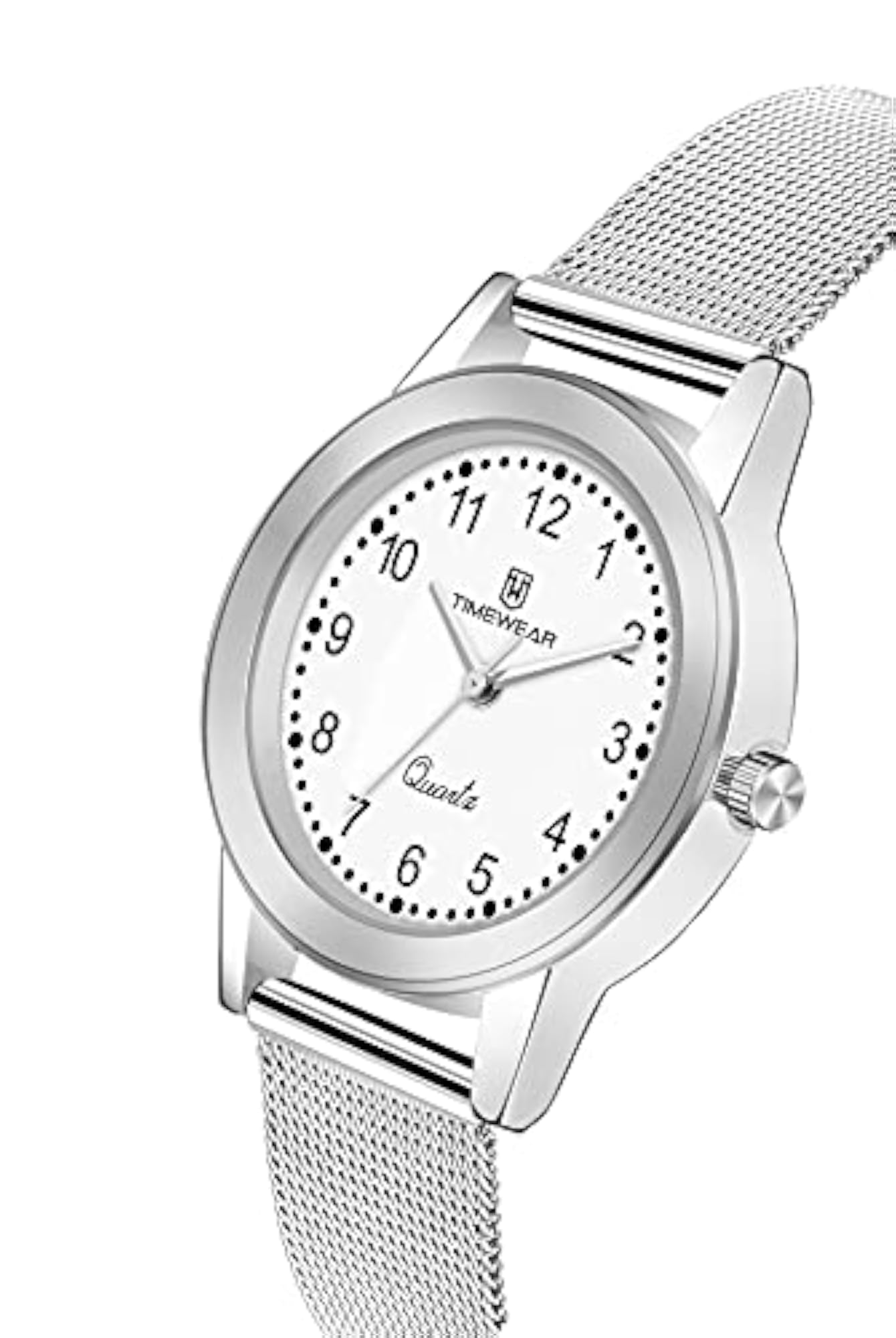 Women's Analog Number Dial Stainless Steel Strap Watch