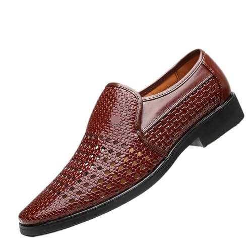 Dress Shoes for Men Men's Patent Leather Casual Loafers Breathable Non-Slip Driving Shoes in Black, Plus