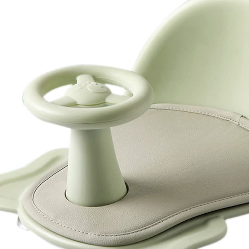 Asiento de baño para bebé, volante seguro con fondo estable para baño feliz, material de polipropileno (verde)