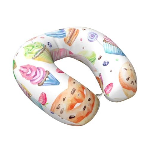 Oreiller de voyage mousse mémoire forme coussin cervical avion muffins donuts