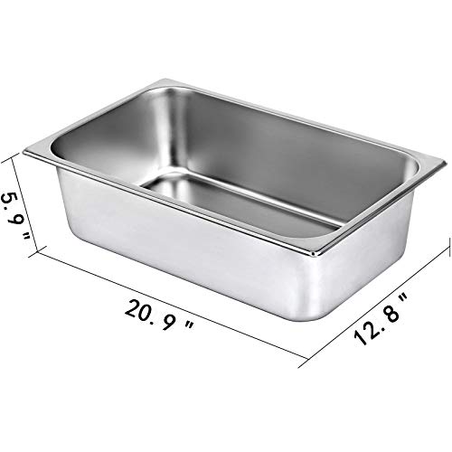VEVOR 6 Pack Steam Table Pans 20.9 x 12.8 x 5.9 Inch Deep Steam Table Pan Full Size 20.5L Deep Food Container Stainless Steel Oven Tray Hotel Pans Anti-Jam Steam Table Food Pan by VEVOR - Image 8