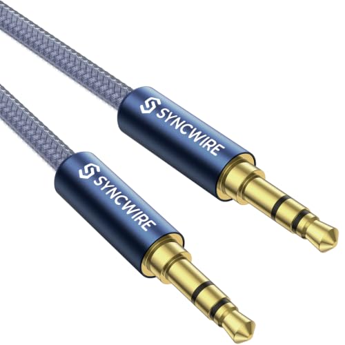 Image of SYNCWIRE 3.5mm Nylon Braided Aux Cord (3.3ft /1m,Hi-Fi Sound), Auxiliary Input Male to Male Audio Cable for Headphones, Car, Home Stereos, Speaker, iPhone, iPad, iPod, Echo & More - Navy Blue