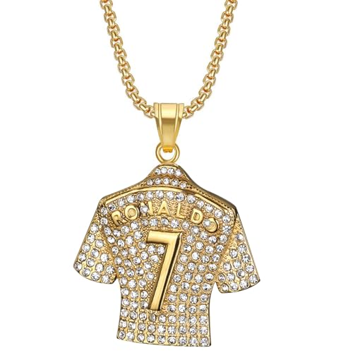 Argentina Number 10 7 Soccer Jersey Necklace for Men, Soccer Player Pendant, Rhinestone Necklace for Kid Fans Youth