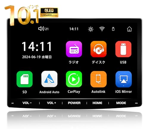 PORMIDO 10.1C`2DIN QLEDtpl̗pDVDvC[̃fBXvCJ[I[fBI CXCarPlay/AndroidAutoAirPlay/Mirrorlink Google}bvȂǃAvgp\ir Bluet