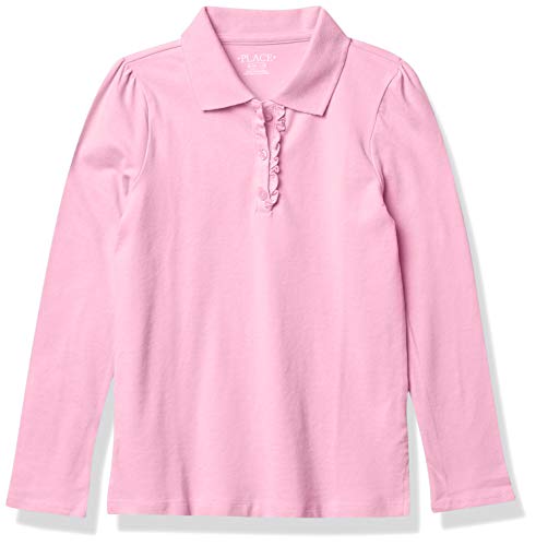 Image of The Children's Place Girls' Uniform Long Sleeve Ruffle Pique Polo
