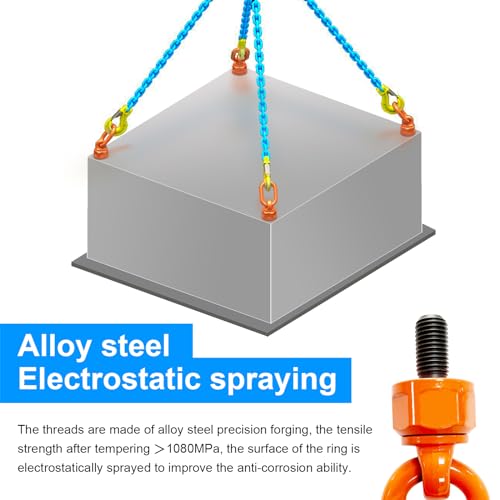 Image of 2 Pcs Eye Bolt M12x19 Max Load 0.7 Tons Metric Thread Universal Swivel Hoist Rings 360Rotation Made of Alloy Steel, Tensile Strength > 1080MPa