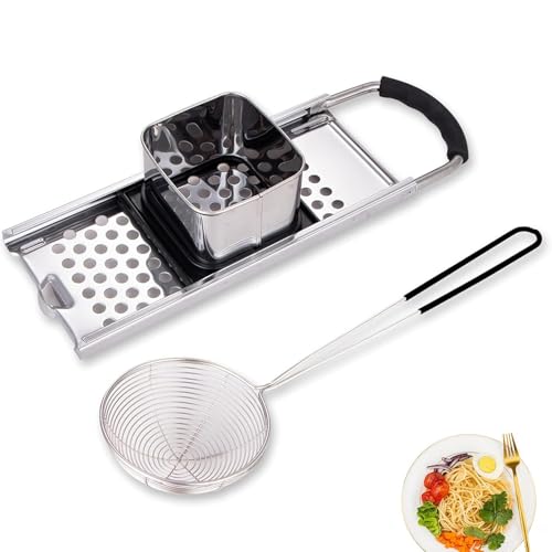 Mlesi Premium Grade Stainless Steel Spaetzle Maker Widen Plastic Handle with Skimmer Spider Strainer Homemade Egg Noodle Dumpling Perfect Sized for pots and Pans Making Tool by Mlesi - Used condition - US$16.29