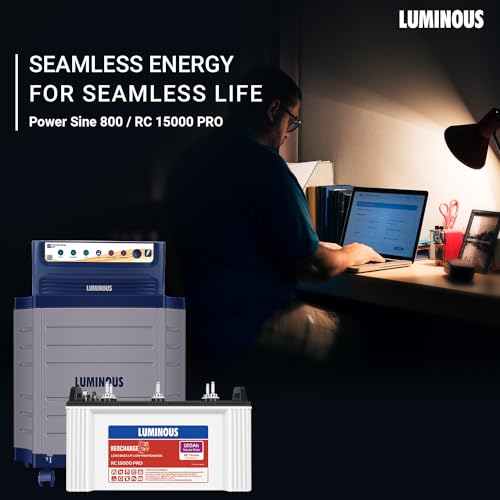 Luminous Inverter & Battery & Trolley Combo (Power sine 1100 Pure Sine Wave 900VA/12V Inverter with RC15000PRO 120Ah Battery with Trolley) for... - Image 7