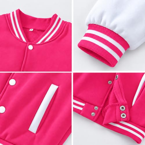 Image of Kids Baseball Jackets Boys Girls Fit Varsity Jacket Casual Lightweight Plain Button Cardigan School Coat