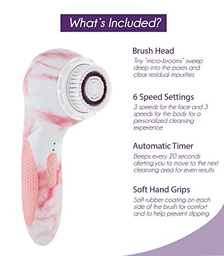 Michael Todd Beauty Soniclear Elite - Facial Cleansing Brush System - 6-Speed Powered Exfoliating Face & Body Brush