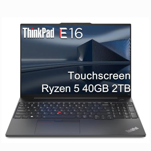 Image of Lenovo ThinkPad E16, 16 inch Touchscreen, AMD Ryzen 5 7530U, 40GB RAM, 2TB SSD | Business Laptop, FHD+ IPS Anti-Glare, > Ultra 5 125U, Rapid Charge, Numeric Keypad, Ethernet, Win 11 Pro w / Copilot