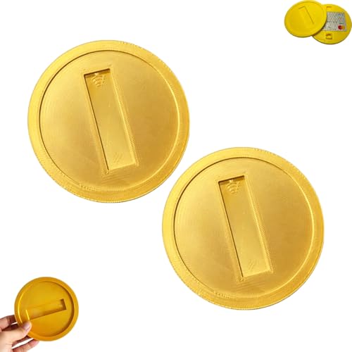 Retro Gold Coin Card Holder, 3D Printed Tap to Pay Coin, Credit Card Wand Holder,Contactless Payment Coin Wallet with Hidden Card Slot, Secure Credit Card Protector Sleeve for NFC (Gold, 2Pcs)
