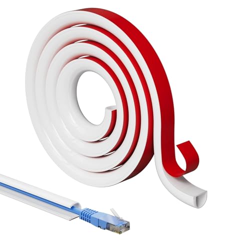 YUZHEDM 3 Metro Canaleta Cables Pared Adhesivo, Tapa Cables Pared, Canaleta Adhesiva, Blanco, para ocultación de Cables, Pared, Cables de TV y de Red Domésticos, Despacho, 15 x 10mm (3M)