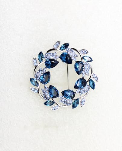 Image of Faship Gorgeous Rhinestone Crystal Floral Wreath Brooch Pin
