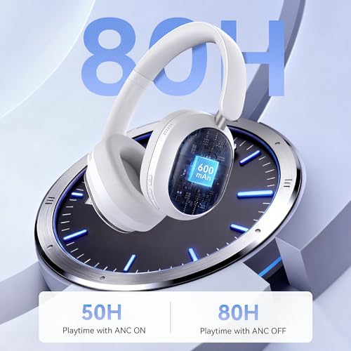 Image of Bluetooth Headphones, Noise Cancelling Headphones Wireless Over Ear -White