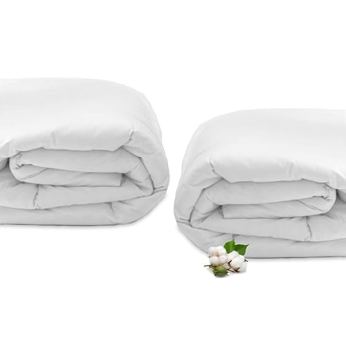 Pizuna 100% Cotton King Duvet Covers Set of 2 400 Thread Count White