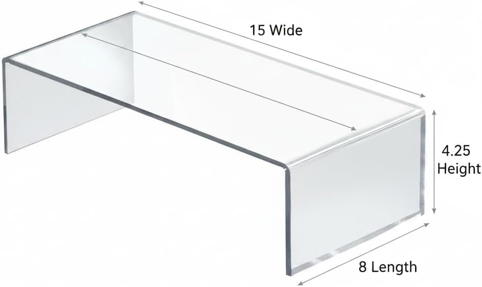 Azar Displays 515338-2PK Acrylic Laptop Stand, Computer Riser for Desk, Monitor Stand, Closet Organizer for Clothes & Shoes, Cabinet Display for Accessories and Décor 15"x7.75 x 4.5 (2-Pack)