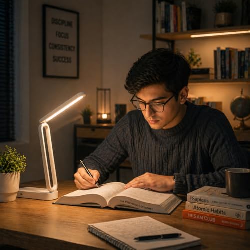 Image of BKK Rechargeable LED Study Table Lamp with Touch Sensor, 3 Color Modes & Stepless Dimming, Portable USB Desk Light for Study, Reading & Bedside