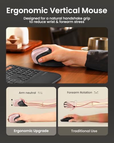 Image of ProtoArc EM11 NL Wireless Ergonomic Mouse, Rechargeable, Black Pink