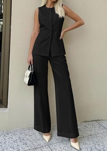 PRETTYGARDEN Women's 2 Piece Sets Summer 2026 Work Clothes Sleeveless Blazer Vest Pants Suits Spring Business Casual Outfits - Image 6