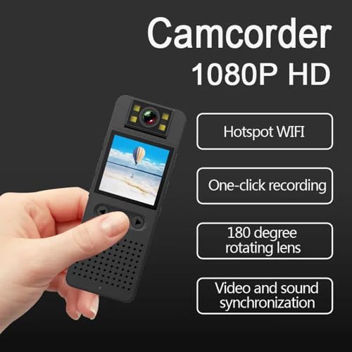 Image of TECHNOVIEW 1080P HD Audio Video Recorder with 1.4-inch Screen, 180 Rotating Lens, Night Hd Vision, Noise Reduction Recording, Smart Ap Hotspot, Mobile Monitoring - Black
