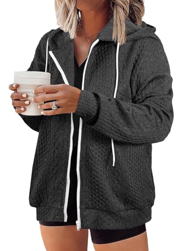 Eytino Womens Plus Size Hoodies Sweatshirt Long Sleeve Zip Up Drawstring Jacket Coat Outwear with Pocket(1X-5X)