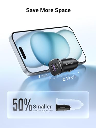 Image of UGREEN 30W USB C Car Charger, Dual Port Cigarette Lighter Adapter