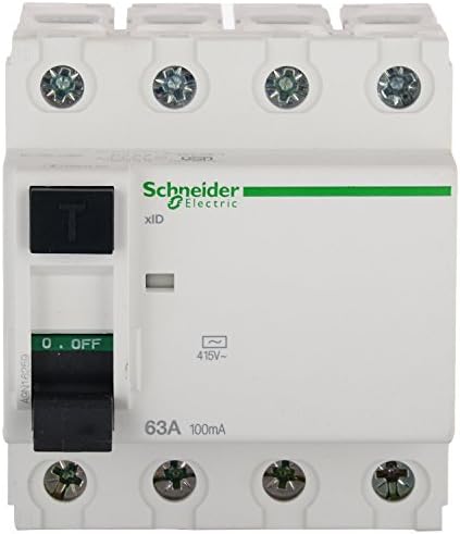 Interruttore Magnetotermico Schneider A9R41463 – Acti 9 IID 4 Poli 63A 30mA AC 400V/415V