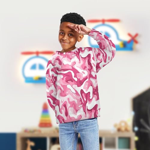 JUNZAN Camouflage Pink White Marble Kids Boys Hoodie Sweatshirt Crewneck Tops Clothing Shirts Sports 4T4