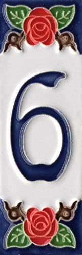 Hecho a mano italiano rojo rosa cerámica números de casa y letras azulejos (6)