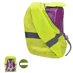 Willingood Regenschutz Rucksack für Grundschulkinder, 18-25L, Kompatibel mit Ergobag, Scout, Satch, Universelle Wasserdicht Regenhülle mit Reflektierendes Band, Elastische Kanten(Neon Grün)