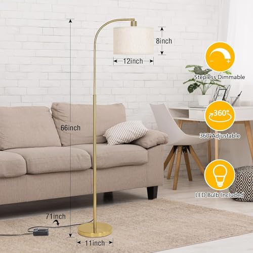 Boncoo FL-GR Led Floor Lamp Fully Dimmable Modern Standing Lamp Arc Floor Lamp With Adjustable Drum Shade thumb #1