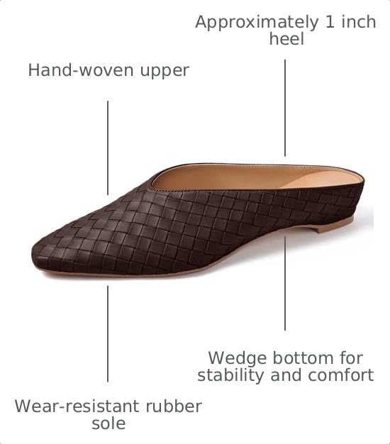 Image of Woven Mules for Women Slip on Comfortabke Metallic Slides Ladies Trendy Square Toe Hidden Wedge Mules