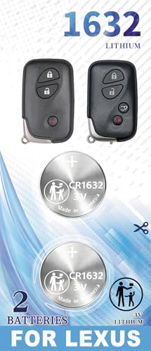 CR1632 Key Fob Replacement Battery for Lexus (2006-2015) RX ES350 GS300 GS430 GS450h IS250 IS350 is RX350 RX450h GS460 H250h LS460 LX470 Key Remotes