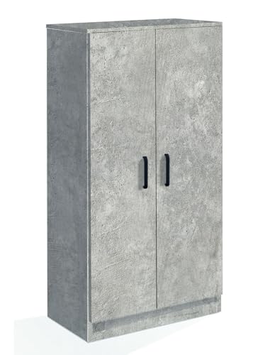 eacommerce Mobile Armadio Multiuso in Legno Scarpiera 2 Ante 6 Ripiani 55x36x108H cm (Cemento)