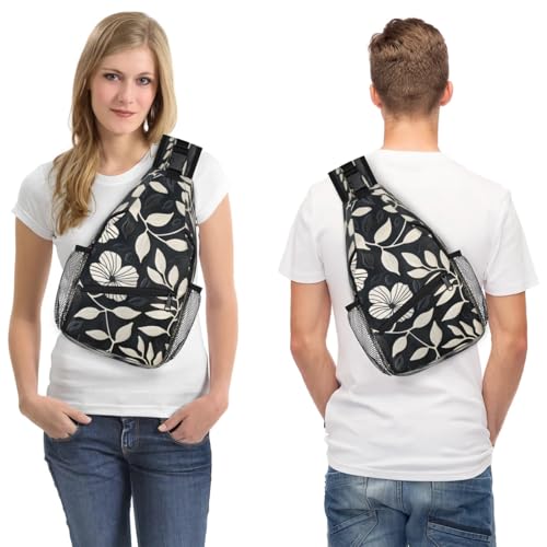 Bolso Sling Unisex con Estampado de Hojas y Flores miniatura 7