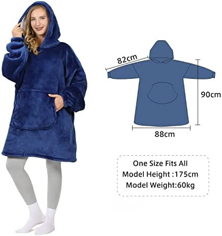 Amazon BrandHikaro Oversized Blanket Hoodie, Extra Thick & Warm Sherpa Fleece Wearable Blanket Hoodie with Pocket for Girl Women Gift for Winter
