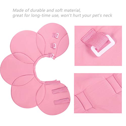 Image of POPETPOP Flower Necklace Pet Recovery Collar - Adjustable Dog Cat Cone Collar Soft Elizabethan Protective Collars Dog Cones After Surgery for Cat and Puppy (Pink) Flower Choker Necklace