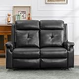 BAIJIAWEI B PU Leather Reclining Sofa - Manual Double Recliner Loveseat with Massage & Heating - 2-S