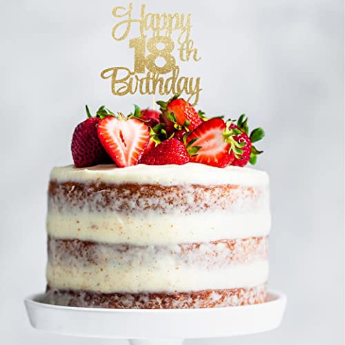 Happy 18Th Birthday Cake Topper - 18Th Birthday Cake Topper, 18 Birthday Topper, 18Th Birthday, Gold Glitter 18Th Birthday Cake Topper, 18Th Birthday Party Decoration Supplies #TOP3