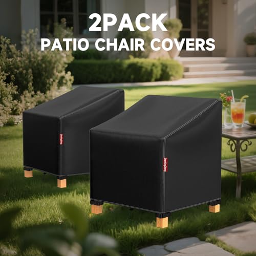 ZhenXingCheng Patio Chair Covers 2 Pack - Outdoor Furniture Chair Covers with Waterproof Strip - 420D Heavy Duty Outdoor Chair Cover Fits as Lawn Lounge Deep Seat, High-Back Chair (Black-35Wx31Hx38D) by ZhenXingCheng - Image 8
