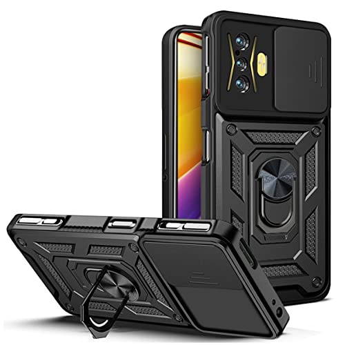 Ysnzaq Funda Compatible con Xiaomi Poco F4 GT 5G, Military Grade Hard PC + TPU Antigolpes Anticaída Carcasa iman Soporte Carcasa para Xiaomi Poco F4 GT 5G / Redmi K50 Gaming. SLJ Black