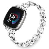 TRUMiRR Band for Fitbit Versa 4 / Sense 2 Women, Stainless Steel Bands Feminine Jewelry Strap for Fitbit Versa 3 / Sense Smart Watch