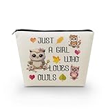Livel lhood Funny Owls Presents Just Love Owls Makeup Bag Cute Small Cosmetic Organizer Zipper Pouch Owls Birthday Present for Owls Lovers Women Friends Sisters