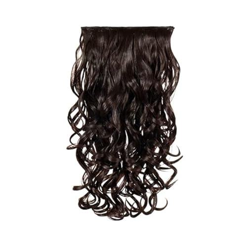 Image of KIS Synthetic Curly Hair Extensions with 4 Clip-in for Women, Natural Brown | 20 Inches, Natural, Soft Heat Resistant Hair, Thick Washable Reusable, Artificial Hair Clip on Extension for Bridal, Wedding