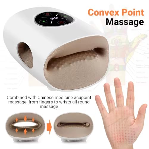 Image of Cordless Hand Massager with Heat & Air Compression for Arthritis, Carpal Tunnel & Finger Pain Relief - Rechargeable, Portable Electric Palm Massager with 3 Modes & Auto Shut-Off