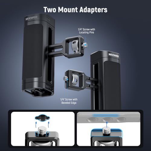 NEEWER Side Handle Grip with Wireless Remote Control Button Shutter Trigger for Smartphone Cage Video Rig 2 Mount Adapters with 1/4" Screws & Locating Pins - Image 2