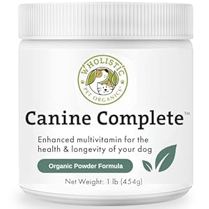 Wholistic Pet Organics Canine Complete Multivitamin for Dogs – 1 Lb – Nutrient-Rich Dog Food Supplements & Vitamins – Dog Supplement Powder for Immune System, Skin, Coat & Overall Health