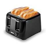 GEEPAS 4 Slice Toaster | 6 Browning Levels with Cancel Function | For Thin Small Bread Slice | 2 Independent Controls 2 Removable Crumb Trays Cool Touch High Lift | 1 Yr Warranty 1400W Black