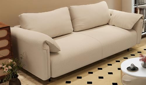 niubpulse ソファ 1人掛け 2人掛け ソファーベッド 大型 リビングソファー おしゃれ 北欧 耐摩耗 テクニカルファブリック 組み立てが簡単 肘掛けクッション付き 人間工学 オフィス 寝室用 家庭用 業務用 (ベージュコーデュロイ)